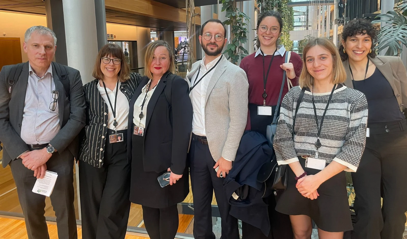 Rémi Collombet and the Efficient Buildings Europe delegation with members in the European Parliament in Strasbourg